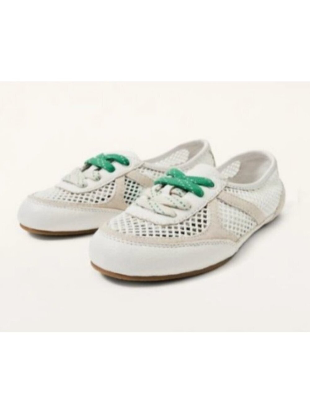 ZARA Mesh Ballet Flats White Green Lace-Up Shoes Women US 5 EU 36 Casual Summer